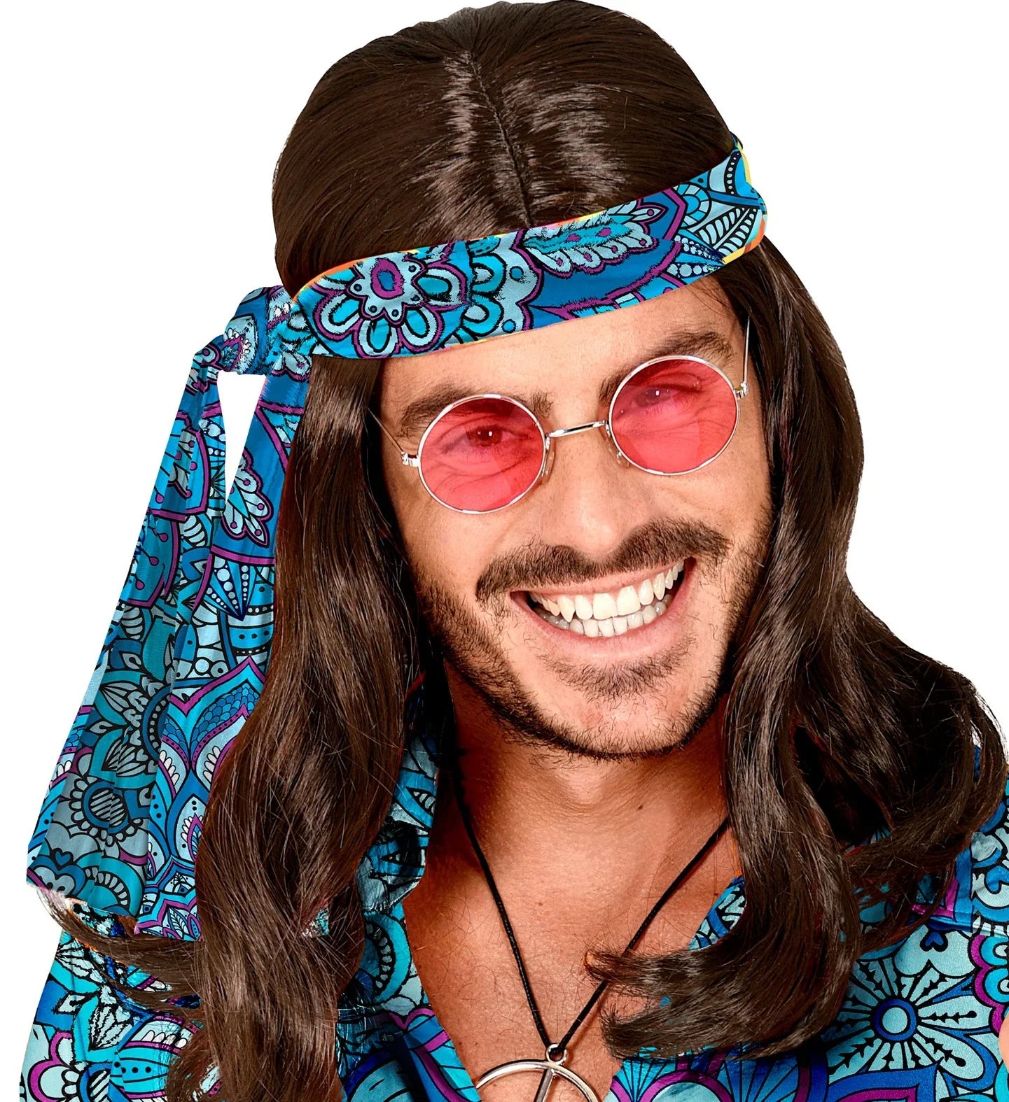 Cinta Hippie Años 60 con Estampado Mandala Azul Complementos Hippies Widmann